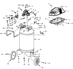 Wl611106aj Tank Parts Diagram and Parts List for WL611106AJ  Campbell Hausfeld Compressor